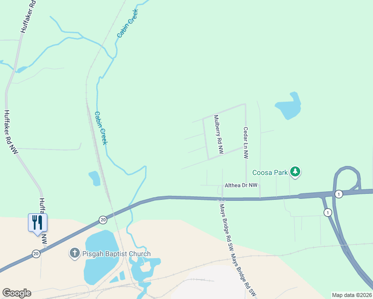 map of restaurants, bars, coffee shops, grocery stores, and more near 11 Lindsey Lane Northwest in Rome