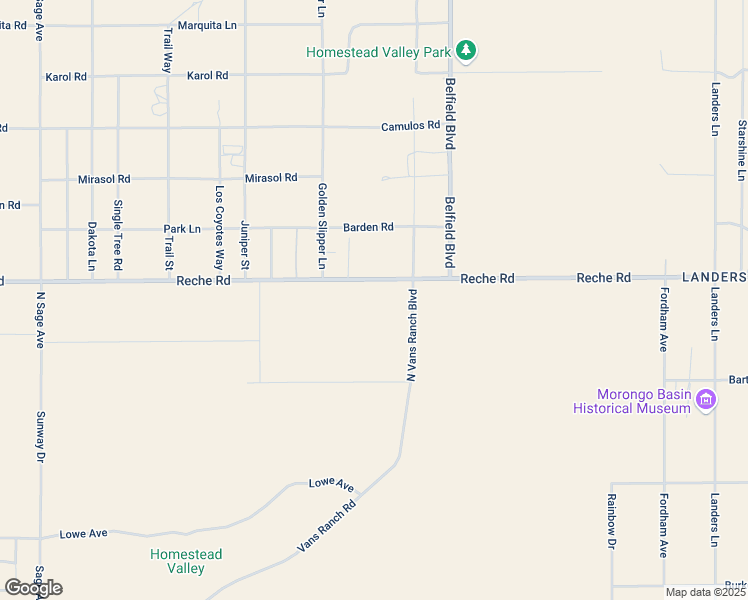 map of restaurants, bars, coffee shops, grocery stores, and more near 57645 Reche Road in Landers