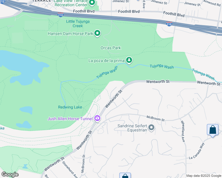 map of restaurants, bars, coffee shops, grocery stores, and more near 10931 West Shadow Hills Avenue in Los Angeles