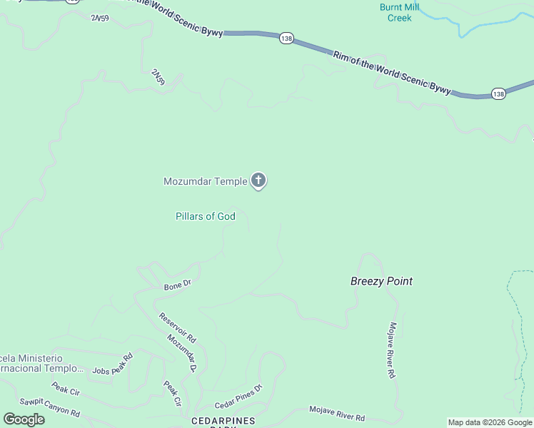 map of restaurants, bars, coffee shops, grocery stores, and more near Burnt Mill Canyon Road in Crestline