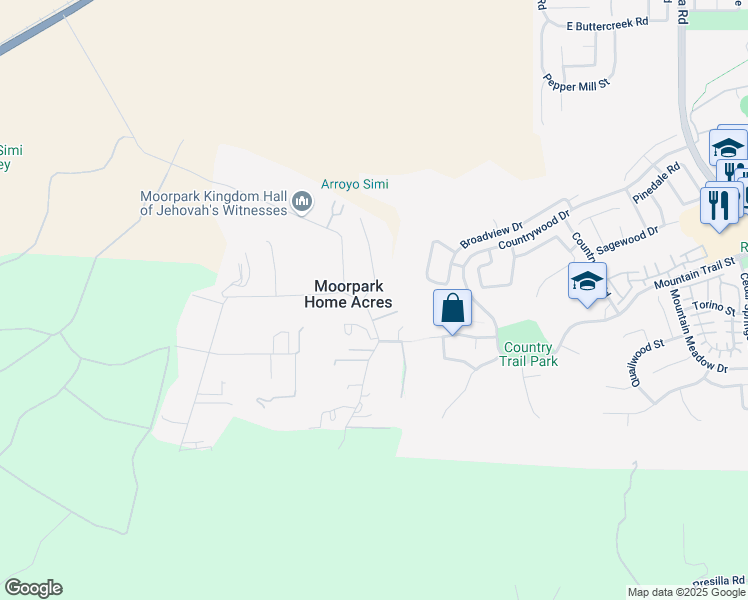 map of restaurants, bars, coffee shops, grocery stores, and more near 4080 Hitch Boulevard in Moorpark