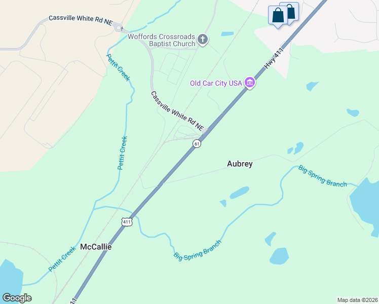 map of restaurants, bars, coffee shops, grocery stores, and more near 2336 U.S. 411 in White