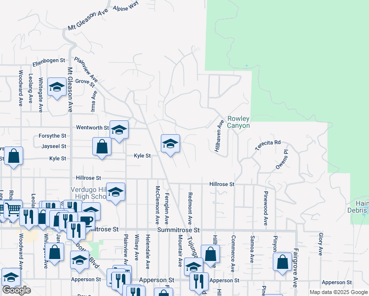 map of restaurants, bars, coffee shops, grocery stores, and more near 10808 Redmont Avenue in Los Angeles