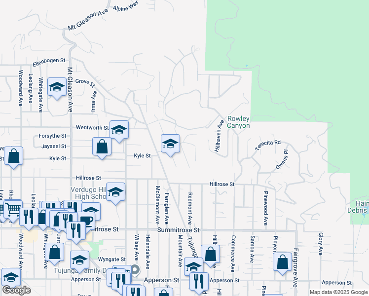 map of restaurants, bars, coffee shops, grocery stores, and more near 10808 Redmont Avenue in Los Angeles