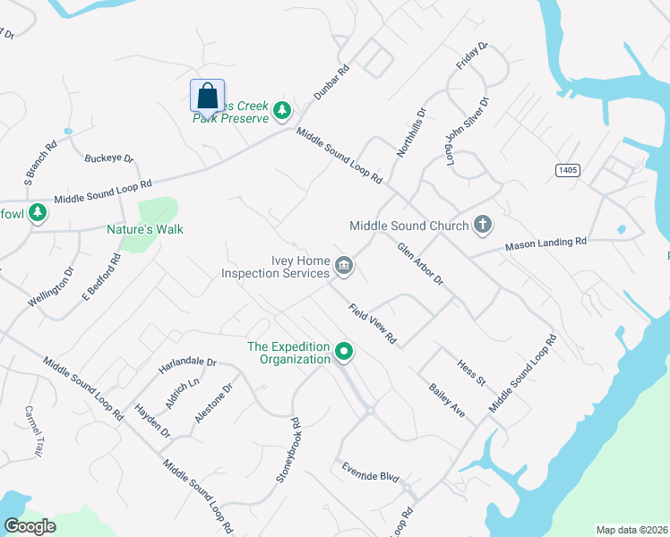 map of restaurants, bars, coffee shops, grocery stores, and more near 4121 Waylon Road in Wilmington