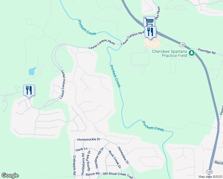 map of restaurants, bars, coffee shops, grocery stores, and more near 359 Woodridge Pass in Canton