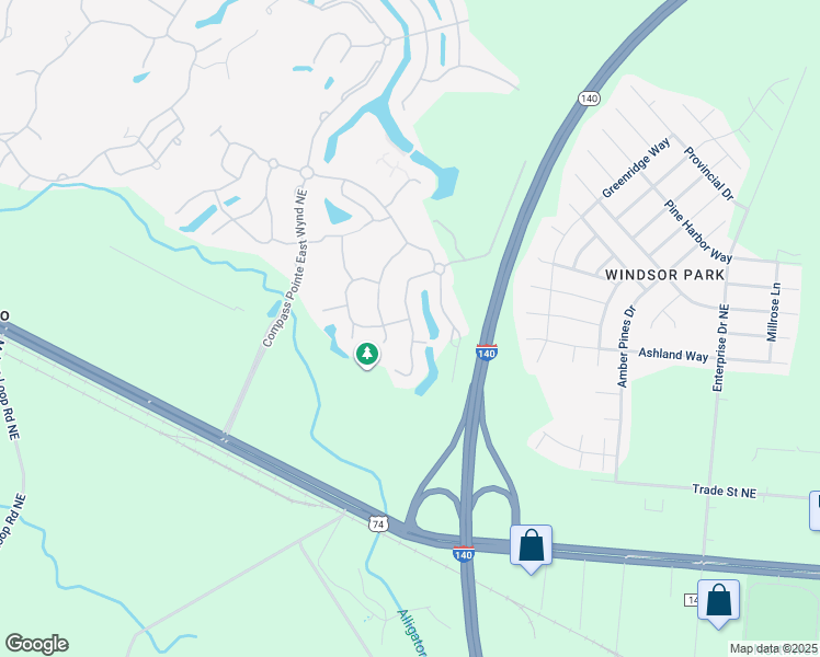 map of restaurants, bars, coffee shops, grocery stores, and more near 8133 Garden Pointe Northeast in Leland