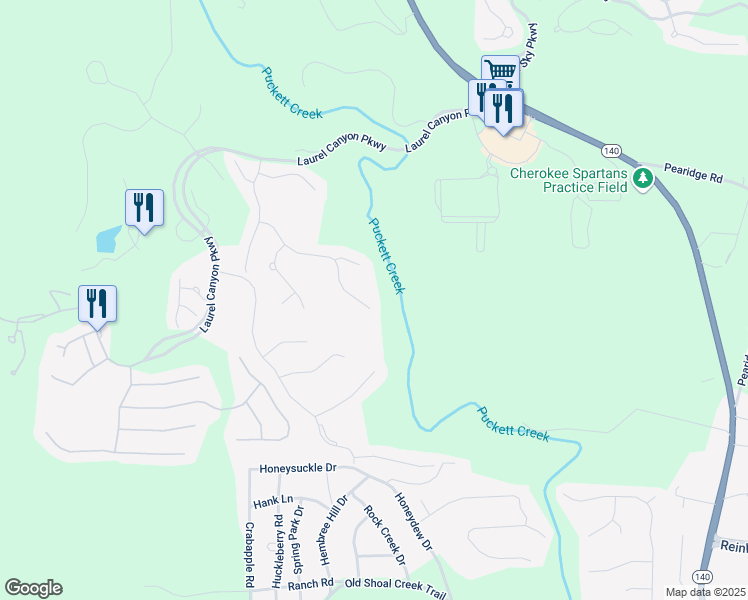 map of restaurants, bars, coffee shops, grocery stores, and more near 359 Woodridge Pass in Canton
