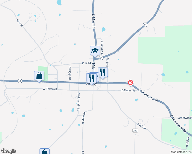 map of restaurants, bars, coffee shops, grocery stores, and more near 329 North Hill Street in Amity