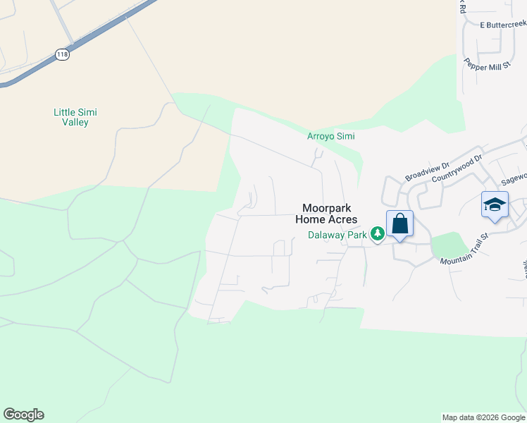 map of restaurants, bars, coffee shops, grocery stores, and more near 10791 Citrus Drive in Moorpark