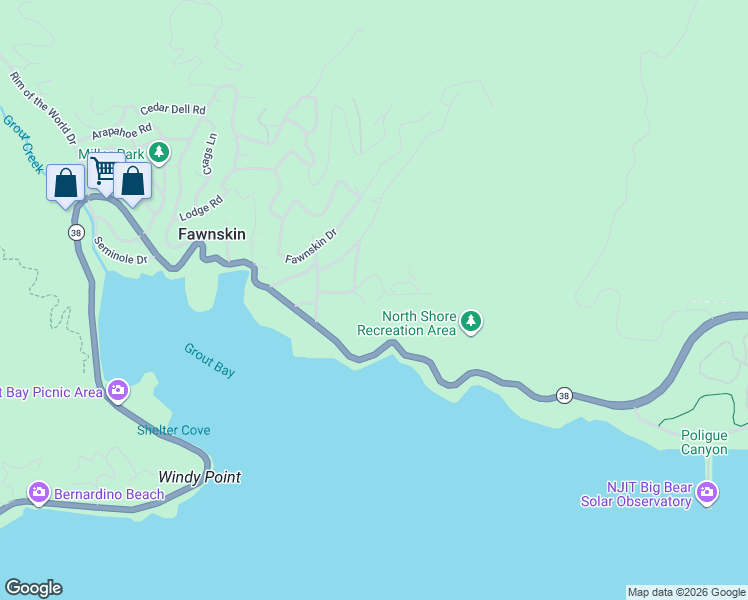 map of restaurants, bars, coffee shops, grocery stores, and more near 39733 Flicker Road in Big Bear Lake