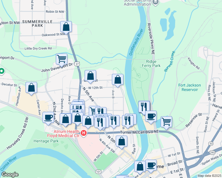 map of restaurants, bars, coffee shops, grocery stores, and more near 538 West 12th Street in Rome