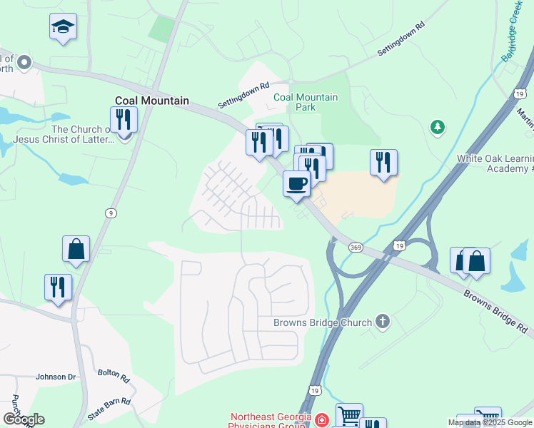 map of restaurants, bars, coffee shops, grocery stores, and more near 3817 Humber Court in Cumming