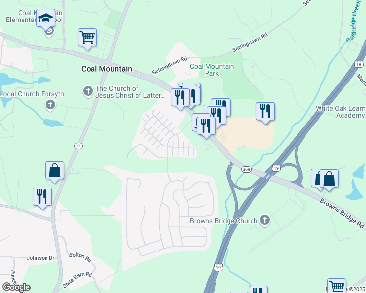map of restaurants, bars, coffee shops, grocery stores, and more near 3815 Humber Court in Cumming