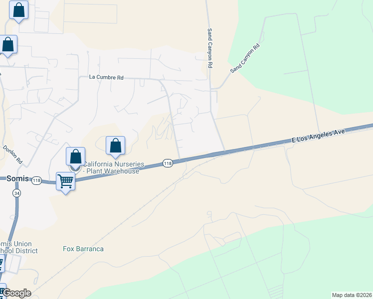 map of restaurants, bars, coffee shops, grocery stores, and more near 6576 La Cumbre Road in Somis