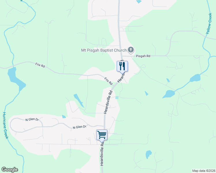 map of restaurants, bars, coffee shops, grocery stores, and more near 6345 Heardsville Road in Cumming