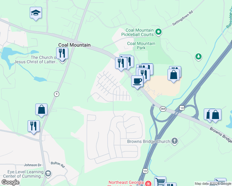 map of restaurants, bars, coffee shops, grocery stores, and more near 3715 Humber Court in Cumming