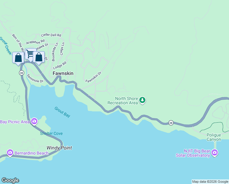map of restaurants, bars, coffee shops, grocery stores, and more near 39733 Flicker Road in Big Bear Lake
