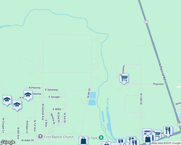 map of restaurants, bars, coffee shops, grocery stores, and more near 1851 North 6th Street in Show Low