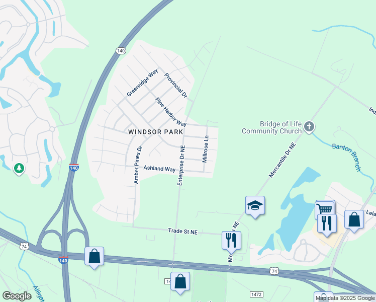 map of restaurants, bars, coffee shops, grocery stores, and more near 1403 Parkland Way in Leland