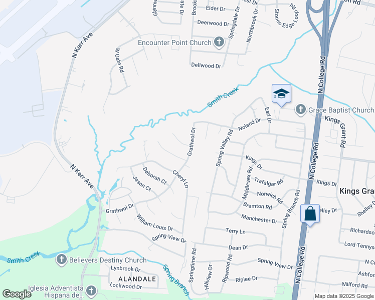 map of restaurants, bars, coffee shops, grocery stores, and more near 4460 Jamey Court in Wilmington