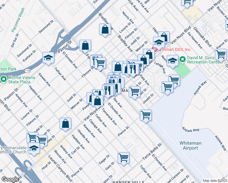 map of restaurants, bars, coffee shops, grocery stores, and more near in Los Angeles