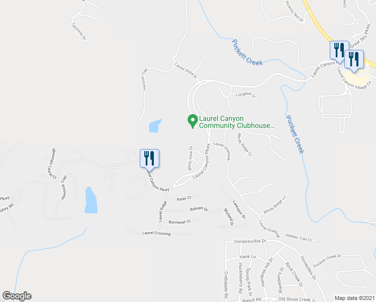 map of restaurants, bars, coffee shops, grocery stores, and more near 208 Misty View Drive in Canton