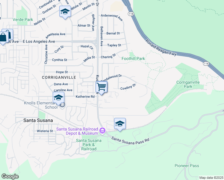 map of restaurants, bars, coffee shops, grocery stores, and more near 1646 Bluestone Avenue in Simi Valley