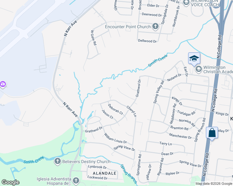 map of restaurants, bars, coffee shops, grocery stores, and more near 4428 Robin Dale Court in Wilmington