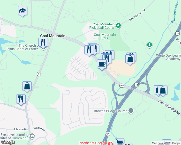 map of restaurants, bars, coffee shops, grocery stores, and more near 3823 Humber Court in Cumming