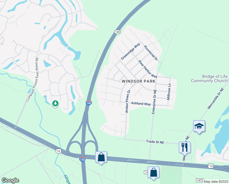map of restaurants, bars, coffee shops, grocery stores, and more near 2018 Willow Stone Court in Leland