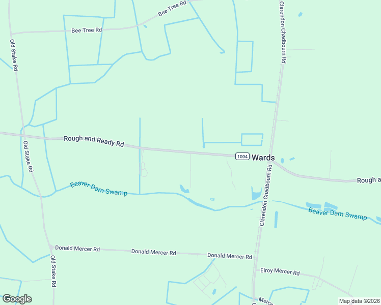 map of restaurants, bars, coffee shops, grocery stores, and more near 6186 Rough and Ready Road in Chadbourn