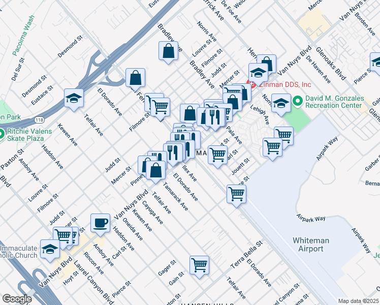 map of restaurants, bars, coffee shops, grocery stores, and more near in Los Angeles