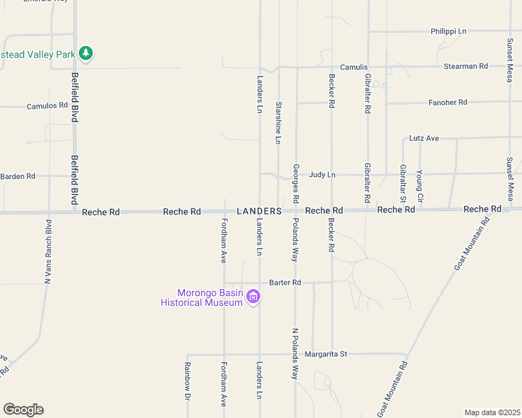 map of restaurants, bars, coffee shops, grocery stores, and more near Handley Road in San Bernardino County