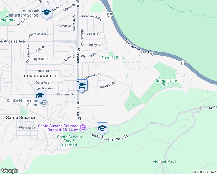 map of restaurants, bars, coffee shops, grocery stores, and more near 6776 Cowboy Court in Simi Valley