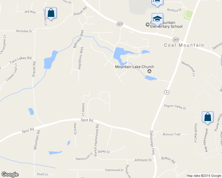 map of restaurants, bars, coffee shops, grocery stores, and more near 3325 Buffington Lane in Cumming