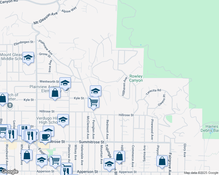 map of restaurants, bars, coffee shops, grocery stores, and more near 7322 Zachau Place in Los Angeles