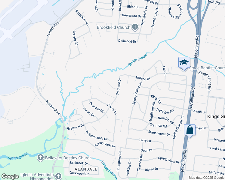map of restaurants, bars, coffee shops, grocery stores, and more near 4452 Jamey Court in Wilmington
