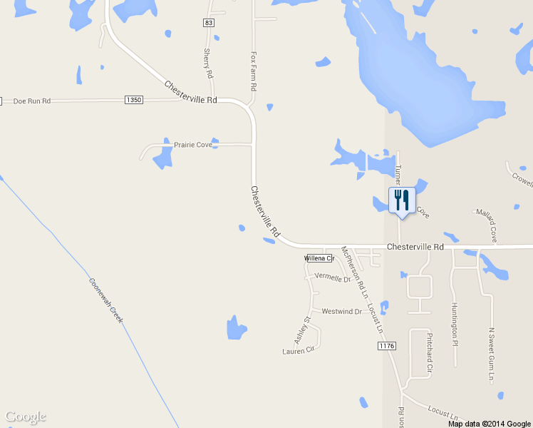 map of restaurants, bars, coffee shops, grocery stores, and more near 4499 Chesterville Rd in Tupelo