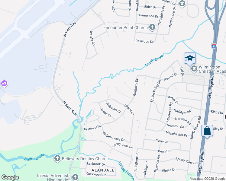 map of restaurants, bars, coffee shops, grocery stores, and more near 4428 Robin Dale Court in Wilmington