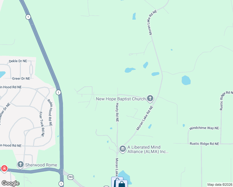 map of restaurants, bars, coffee shops, grocery stores, and more near 225 Hasty Road Northeast in Rome