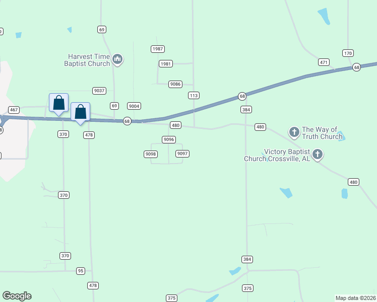 map of restaurants, bars, coffee shops, grocery stores, and more near 73 Road 9097 in Crossville