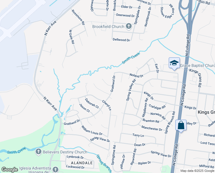 map of restaurants, bars, coffee shops, grocery stores, and more near 4452 Jamey Court in Wilmington
