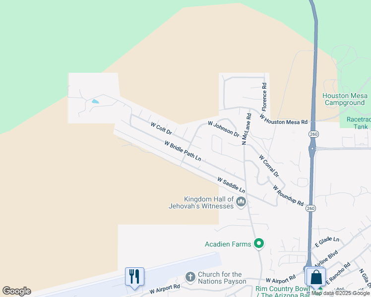 map of restaurants, bars, coffee shops, grocery stores, and more near 706 North Saddle Blanket Drive in Payson
