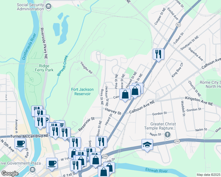 map of restaurants, bars, coffee shops, grocery stores, and more near 3 Wright Street in Rome