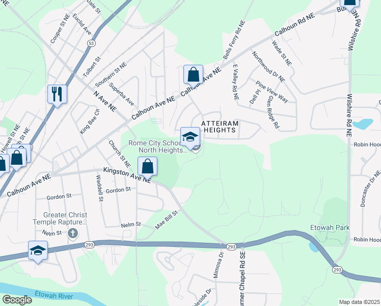 map of restaurants, bars, coffee shops, grocery stores, and more near 26 Atteiram Drive in Rome