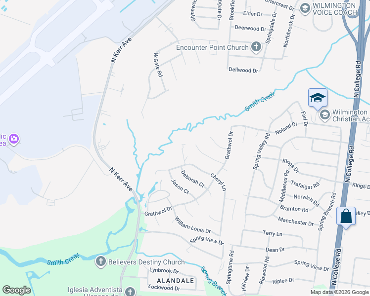 map of restaurants, bars, coffee shops, grocery stores, and more near 4428 Robin Dale Court in Wilmington