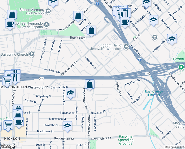 map of restaurants, bars, coffee shops, grocery stores, and more near 14715 Arbuckle Avenue in Los Angeles