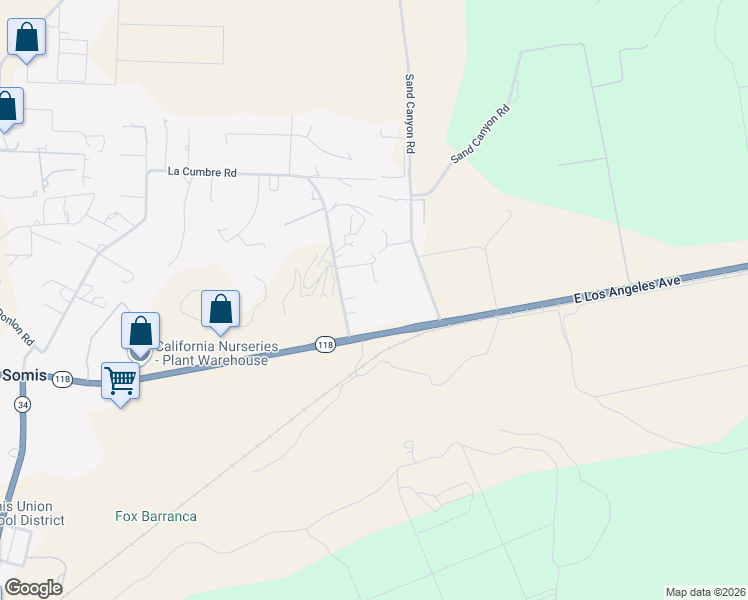 map of restaurants, bars, coffee shops, grocery stores, and more near 6564 La Cumbre Road in Somis