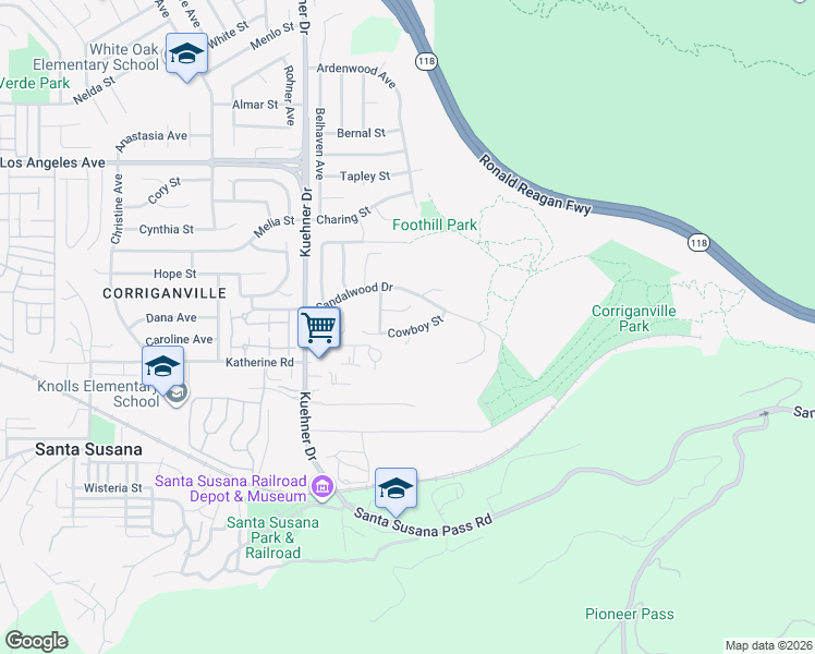 map of restaurants, bars, coffee shops, grocery stores, and more near 6776 Cowboy Court in Simi Valley